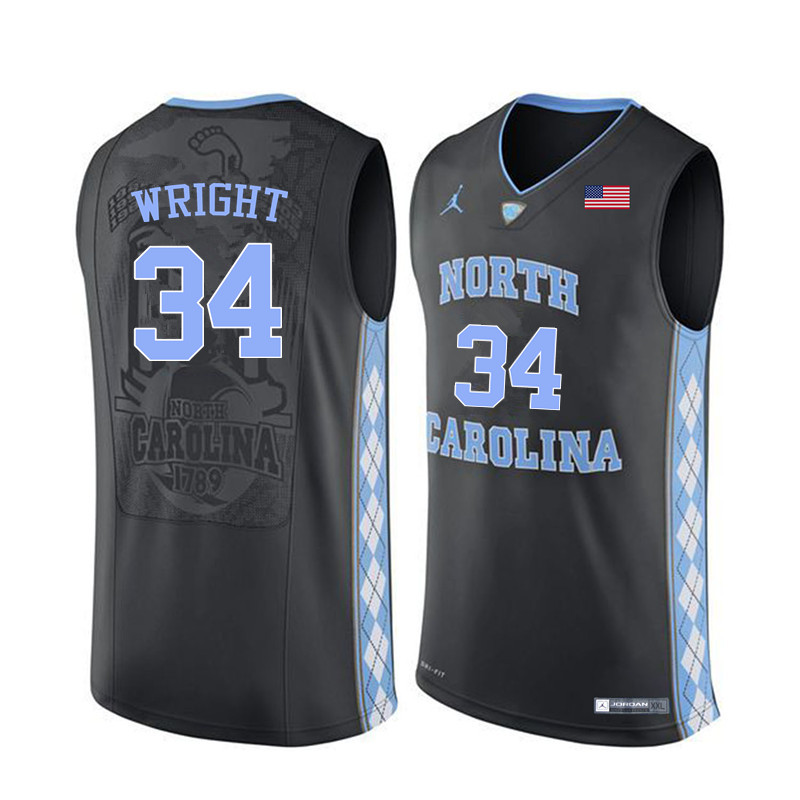 Men North Carolina Tar Heels #34 Brandan Wright College Basketball Jerseys Sale-Black